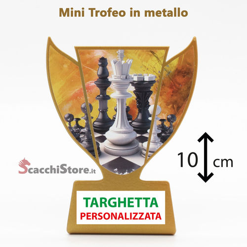 Mini Trofeo con Scacchi - in metallo - 10 cm